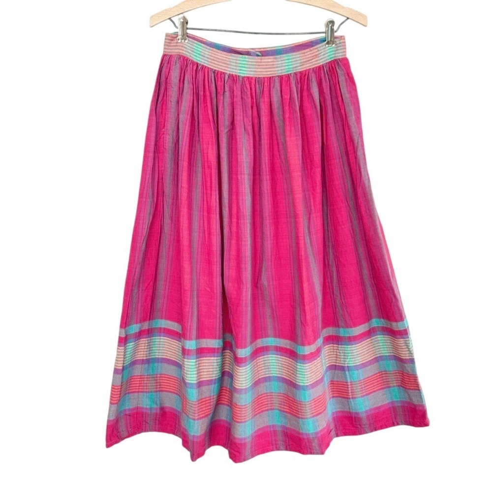 VTG Santa Cruz California Retro Plaid‎ Maxi Skirt L Tartan Bohemian Revival